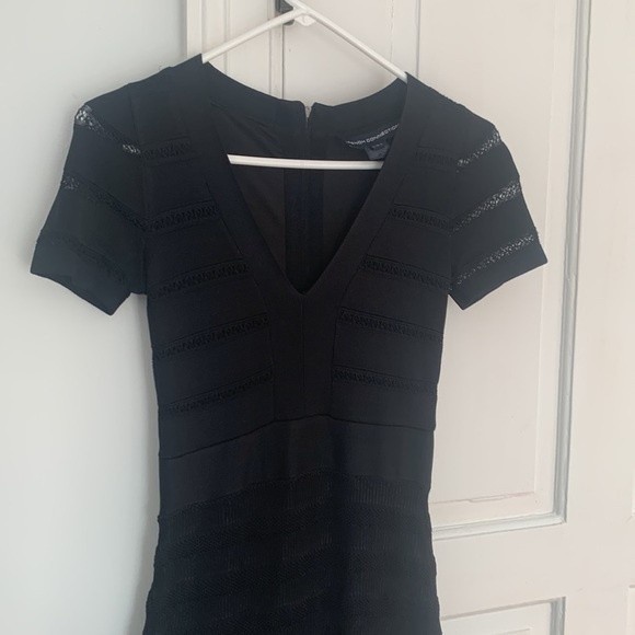 French Connection Black Body-Con Mini Dress Size 4 - Picture 2 of 13